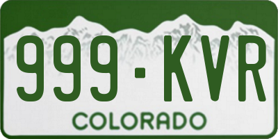 CO license plate 999KVR