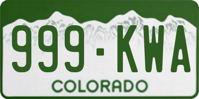 CO license plate 999KWA