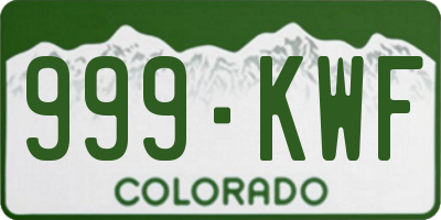 CO license plate 999KWF