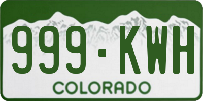 CO license plate 999KWH