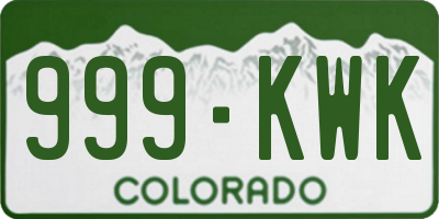 CO license plate 999KWK