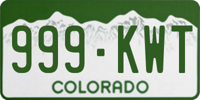 CO license plate 999KWT