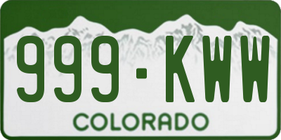 CO license plate 999KWW
