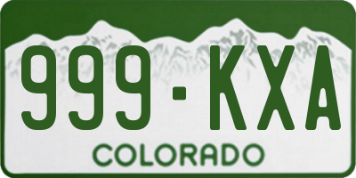 CO license plate 999KXA