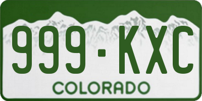 CO license plate 999KXC