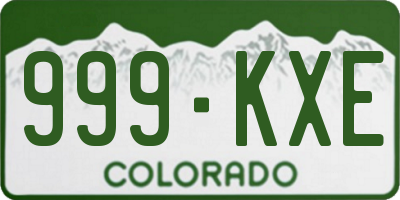CO license plate 999KXE