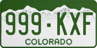 CO license plate 999KXF