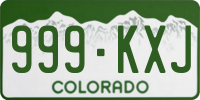 CO license plate 999KXJ