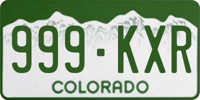 CO license plate 999KXR