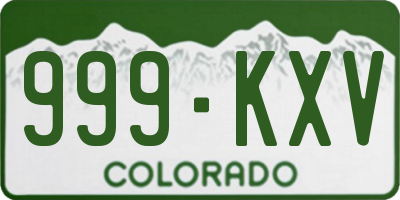 CO license plate 999KXV