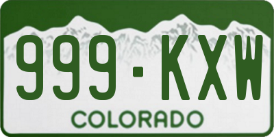 CO license plate 999KXW
