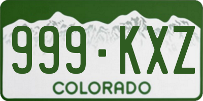 CO license plate 999KXZ