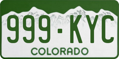 CO license plate 999KYC