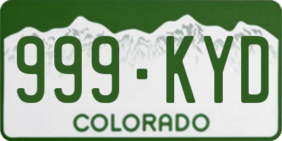 CO license plate 999KYD