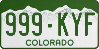 CO license plate 999KYF