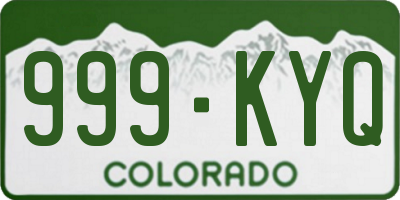 CO license plate 999KYQ