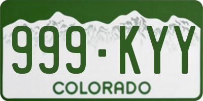 CO license plate 999KYY