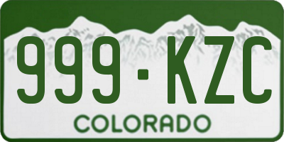 CO license plate 999KZC