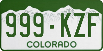 CO license plate 999KZF