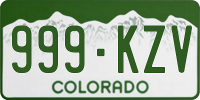 CO license plate 999KZV