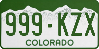 CO license plate 999KZX