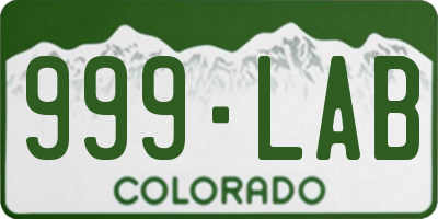 CO license plate 999LAB