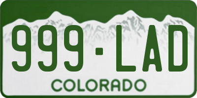 CO license plate 999LAD