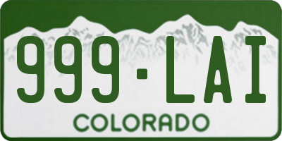 CO license plate 999LAI