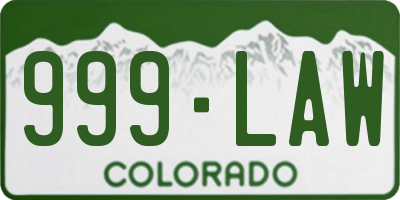 CO license plate 999LAW