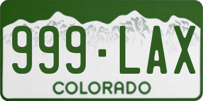 CO license plate 999LAX