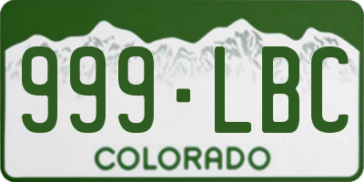 CO license plate 999LBC
