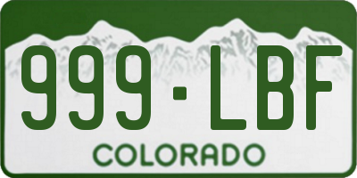 CO license plate 999LBF