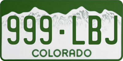 CO license plate 999LBJ
