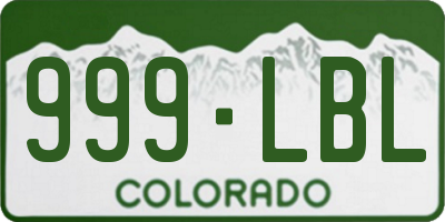 CO license plate 999LBL
