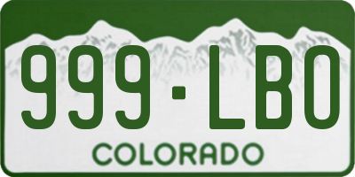 CO license plate 999LBO