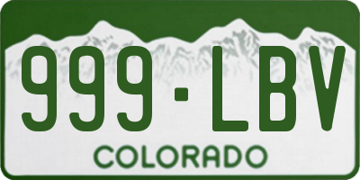 CO license plate 999LBV