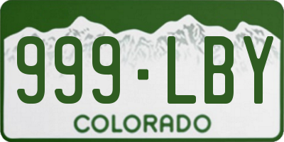CO license plate 999LBY