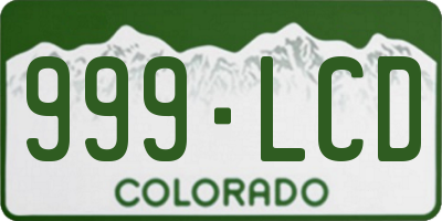 CO license plate 999LCD