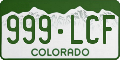 CO license plate 999LCF