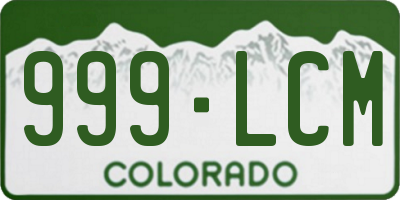 CO license plate 999LCM