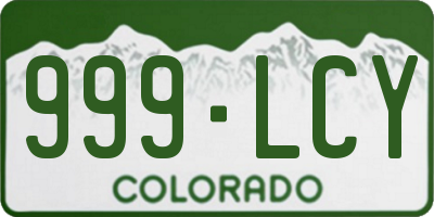CO license plate 999LCY