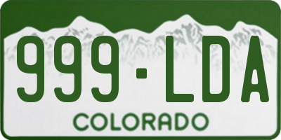 CO license plate 999LDA