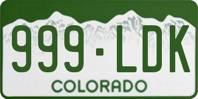 CO license plate 999LDK