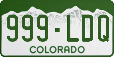 CO license plate 999LDQ