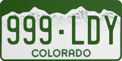 CO license plate 999LDY