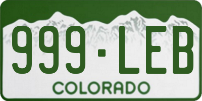 CO license plate 999LEB