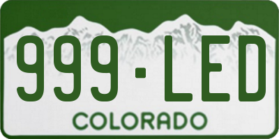 CO license plate 999LED
