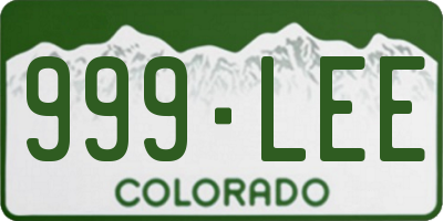 CO license plate 999LEE