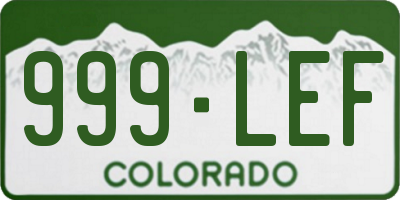 CO license plate 999LEF