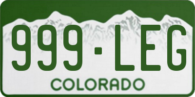 CO license plate 999LEG